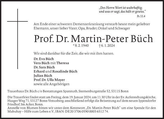 Traueranzeige von Martin-Peter Büch von Süddeutsche Zeitung