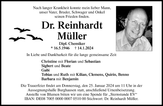 Traueranzeige von Reinhardt Müller von Süddeutsche Zeitung