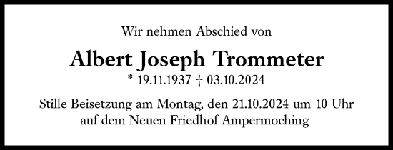 Traueranzeige von Albert Joseph Trommeter von Süddeutsche Zeitung