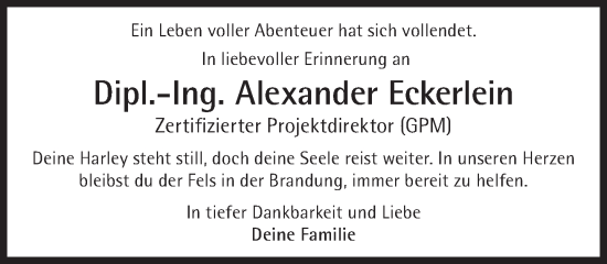 Traueranzeige von Alexander Eckerlein von Süddeutsche Zeitung