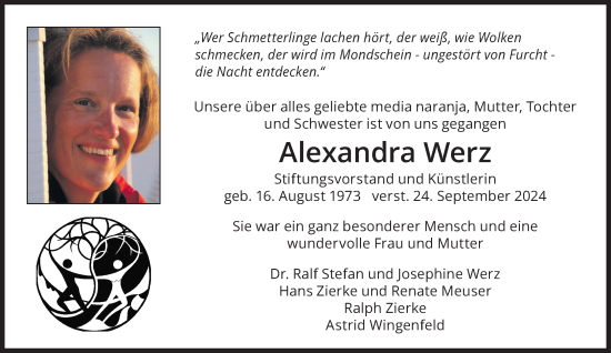 Traueranzeige von Alexandra Werz von Süddeutsche Zeitung