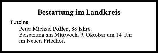 Traueranzeige von Bestattungen vom 09.10.2024 von Süddeutsche Zeitung