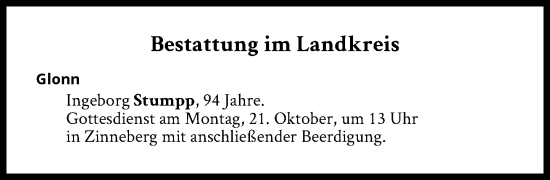 Traueranzeige von Bestattungen vom 21.10.2024 von Süddeutsche Zeitung