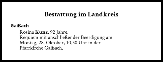 Traueranzeige von Bestattungen vom 28.10.2024 von Süddeutsche Zeitung