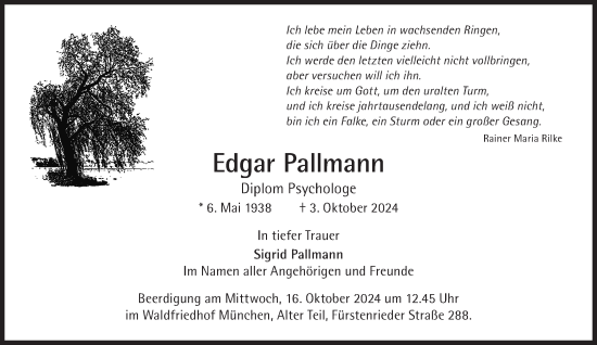 Traueranzeige von Edgar Pallmann von Süddeutsche Zeitung