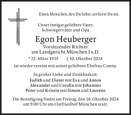 Traueranzeige von Egon Heuberger von Süddeutsche Zeitung