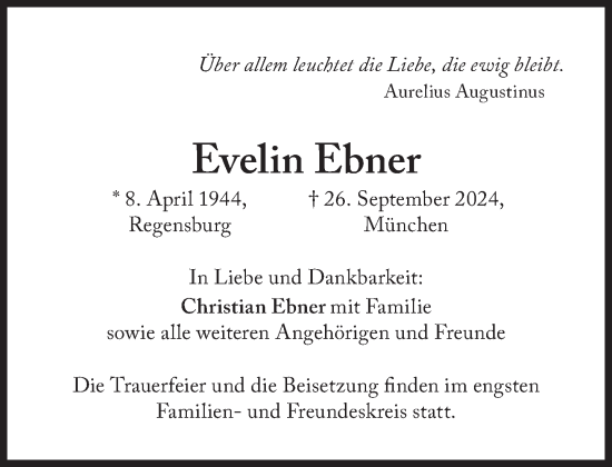 Traueranzeige von Evelin Ebner von Süddeutsche Zeitung