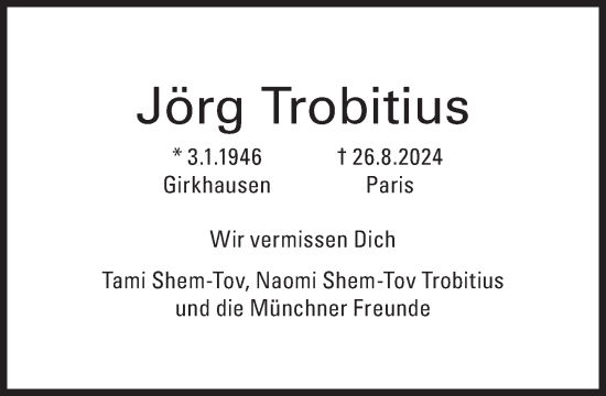 Traueranzeige von Jörg Trobitius von Süddeutsche Zeitung