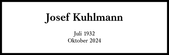 Traueranzeige von Josef Kuhlmann von Süddeutsche Zeitung