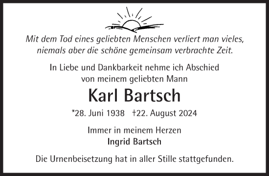 Traueranzeige von Karl Bartsch von Süddeutsche Zeitung