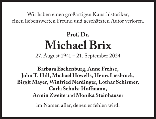 Traueranzeige von Michael Brix von Süddeutsche Zeitung