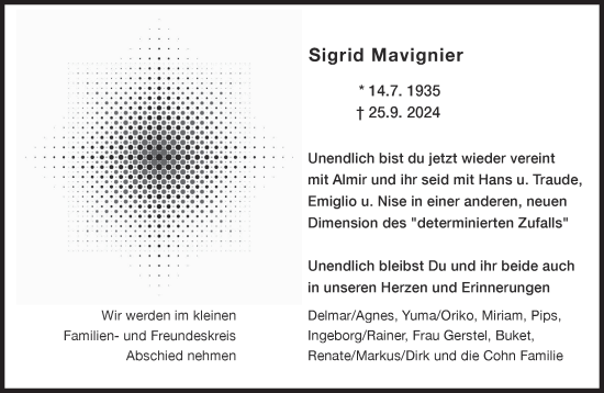 Traueranzeige von Sigrid Mavignier von Süddeutsche Zeitung