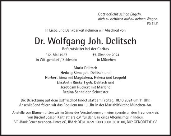 Traueranzeige von Wolfgang Joh. Delitsch von Süddeutsche Zeitung