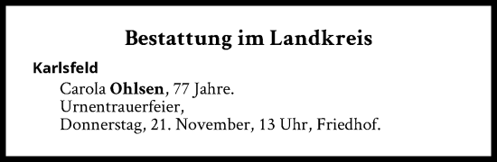 Traueranzeige von Bestattungen vom 21.11.2024 von Süddeutsche Zeitung