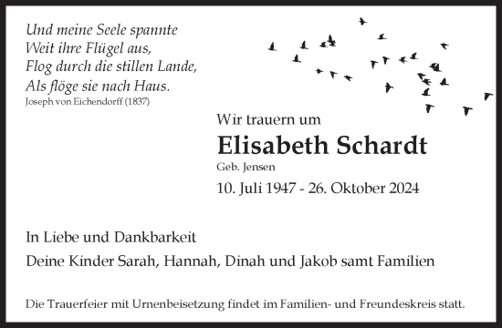 Traueranzeige von Elisabeth Schardt von Süddeutsche Zeitung