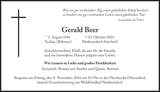 Traueranzeige von Gerald Beer von Süddeutsche Zeitung