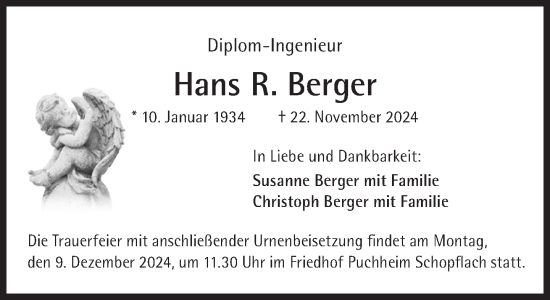 Traueranzeige von Hans R. Berger von Süddeutsche Zeitung