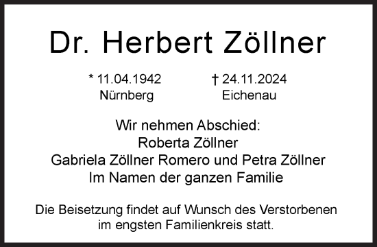 Traueranzeige von Herbert Zöllner von Süddeutsche Zeitung