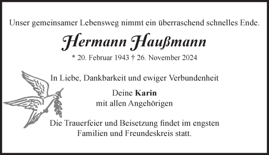 Traueranzeige von Hermann Haußmann von Süddeutsche Zeitung