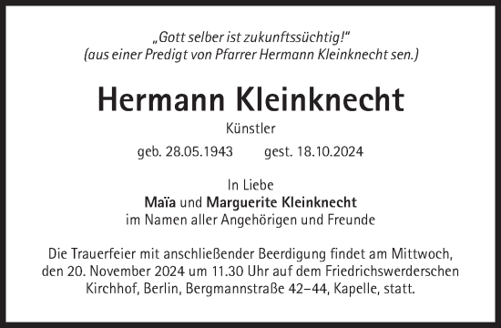 Traueranzeige von Hermann Kleinknecht von Süddeutsche Zeitung