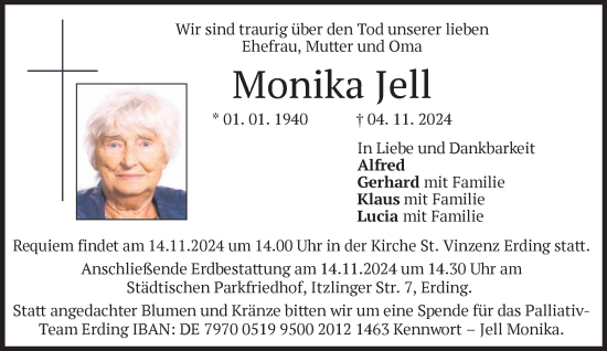 Traueranzeige von Monika Jell von Süddeutsche Zeitung