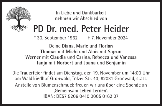 Traueranzeige von Peter Heider von Süddeutsche Zeitung