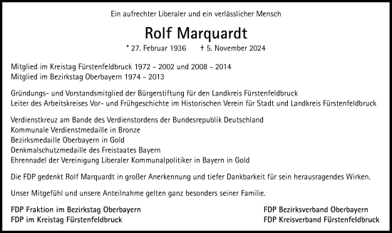 Traueranzeige von Rolf Marquardt von Süddeutsche Zeitung