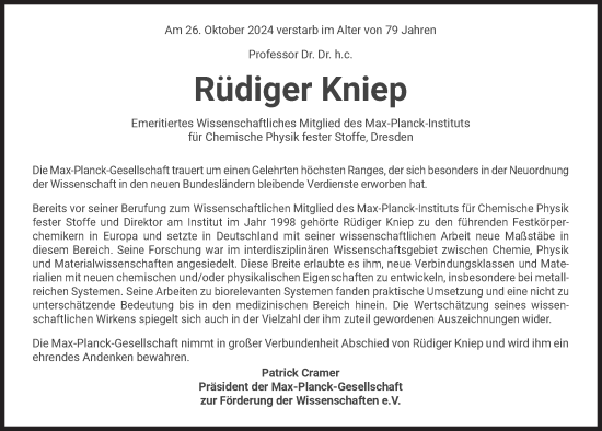 Traueranzeige von Rüdiger Kniep von Süddeutsche Zeitung