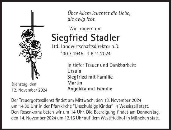 Traueranzeige von Siegfried Stadler von Süddeutsche Zeitung