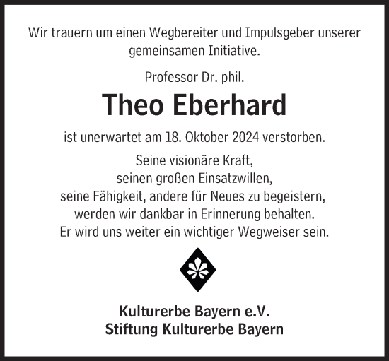 Traueranzeige von Theo Eberhard von Süddeutsche Zeitung