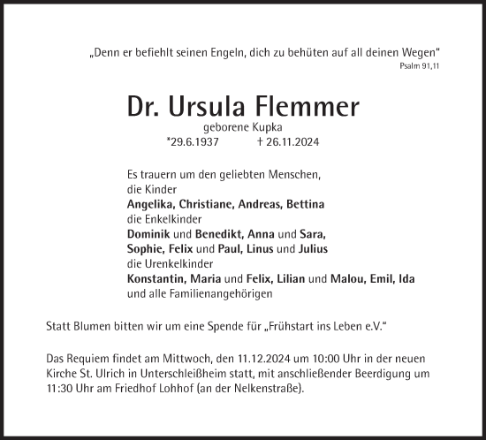 Traueranzeige von Ursula Flemmer von Süddeutsche Zeitung