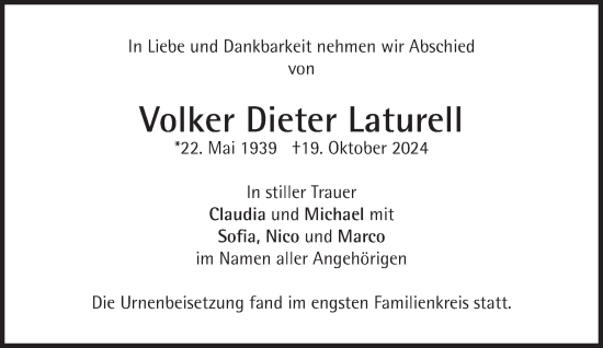 Traueranzeige von Volker  Laturell von Süddeutsche Zeitung