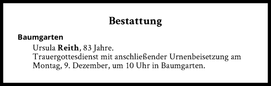 Traueranzeige von Bestattungen vom 09.12.2024 von Süddeutsche Zeitung