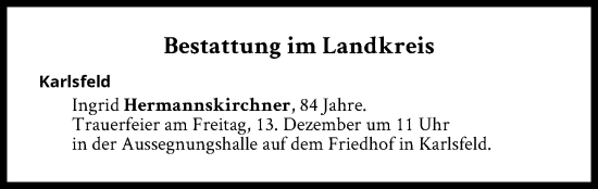 Traueranzeige von Bestattungen vom 13.12.2024 von Süddeutsche Zeitung