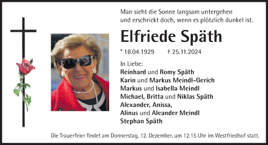 Traueranzeige von Elfriede Späth von Süddeutsche Zeitung