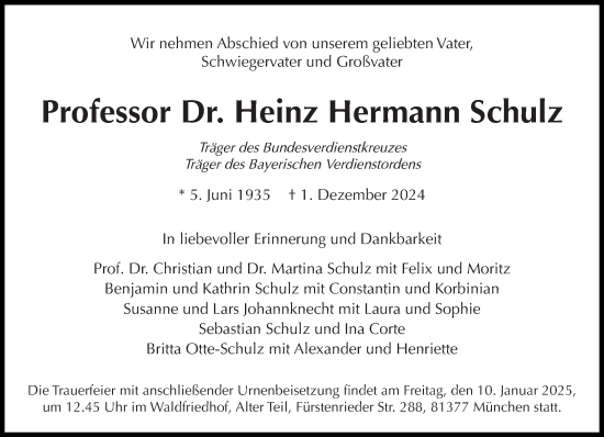 Traueranzeige von Heinz Hermann Schulz von Süddeutsche Zeitung