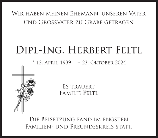 Traueranzeige von Herbert Feltl von Süddeutsche Zeitung