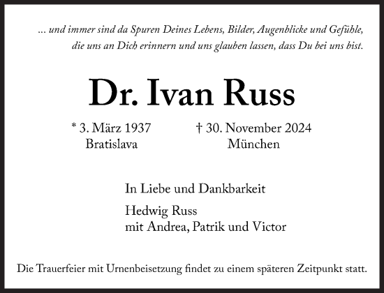 Traueranzeige von Ivan Russ von Süddeutsche Zeitung