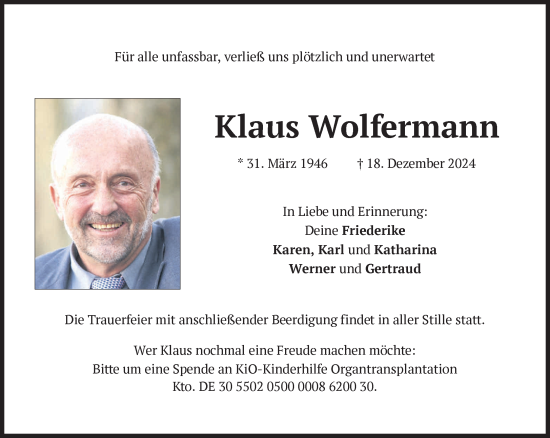 Traueranzeige von Klaus Wolfermann von Süddeutsche Zeitung