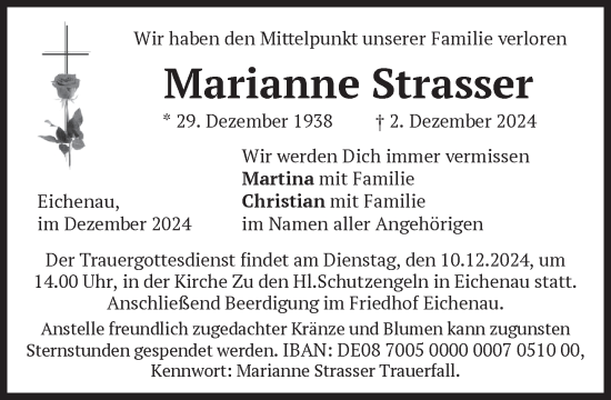 Traueranzeige von Marianne Strasser von Süddeutsche Zeitung