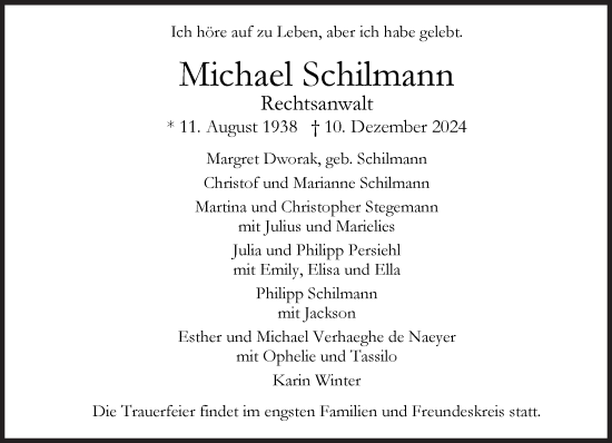 Traueranzeige von Michael Schilmann von Süddeutsche Zeitung