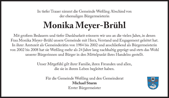 Traueranzeige von Monika Meyer-Brühl von Süddeutsche Zeitung