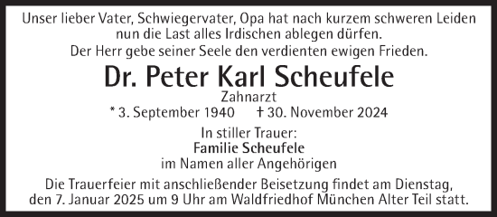 Traueranzeige von Peter Karl Scheufele von Süddeutsche Zeitung