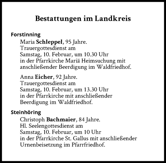 Traueranzeige von Bestattungen vom 10.02.2024 von Süddeutsche Zeitung