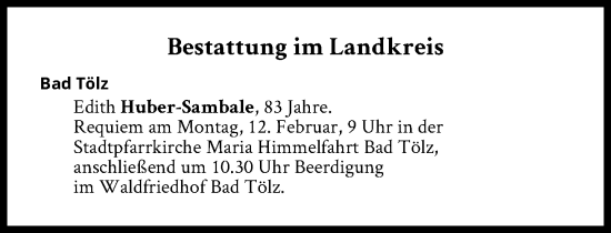 Traueranzeige von Bestattungen vom 12.02.2024 von Süddeutsche Zeitung