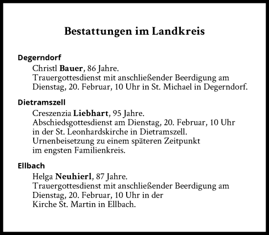 Traueranzeige von Bestattungen vom 20.02.2024 von Süddeutsche Zeitung