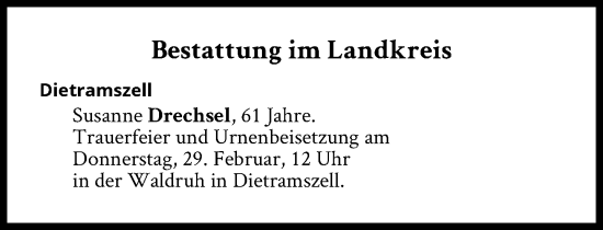 Traueranzeige von Bestattungen vom 29.02.2024 von Süddeutsche Zeitung