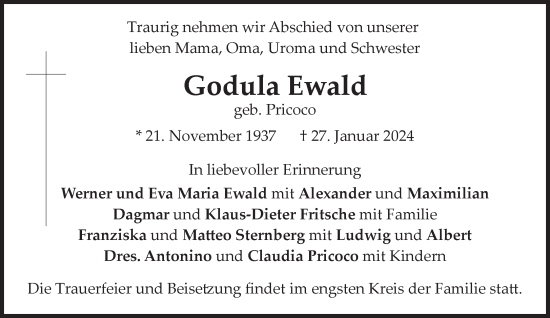 Traueranzeige von Godula Ewald von Süddeutsche Zeitung