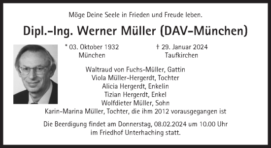 Traueranzeige von Werner Müller von Süddeutsche Zeitung