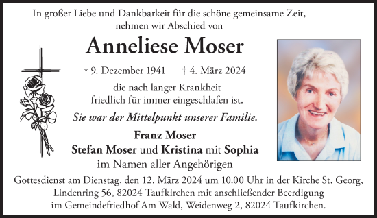 Traueranzeige von Anneliese Moser von Süddeutsche Zeitung